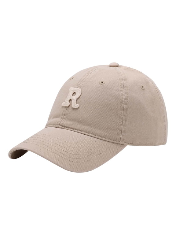 Unisex Baseball Cap R Letter Print Adjustable Snapback Dad Hat Curved Brim Round Top Stylish Sporty Caps