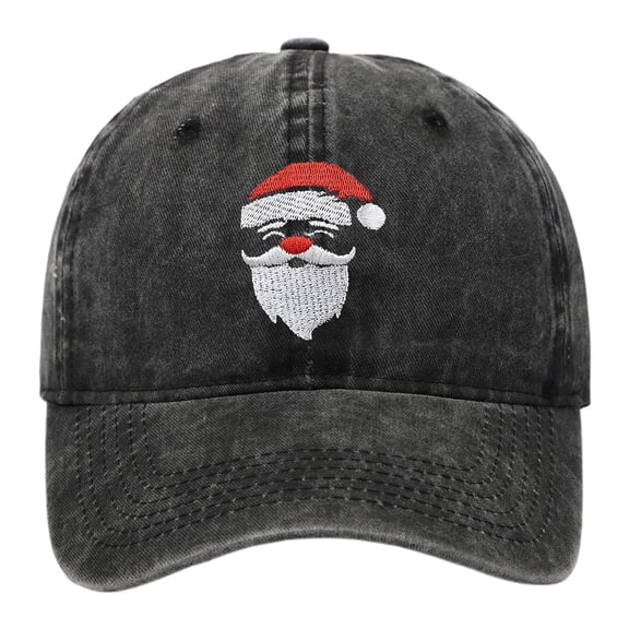 Yuanlong Unisex Baseball Cap Santa Claus Embroidery Washed Cotton Adjustable Christmas Dad Cap Xmas Santa Holiday Stylish Sun Hat
