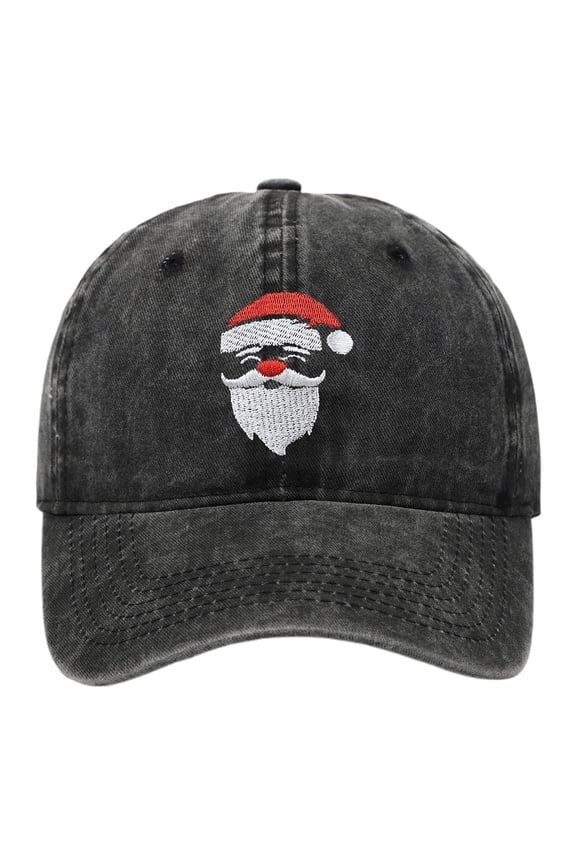 Unisex Baseball Cap Santa Claus Embroidery Washed Cotton Adjustable Christmas Dad Cap Xmas Santa Holiday Stylish Sun Hat