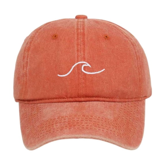 Yuanlong Unisex Baseball Cap Sea Wave Embroidery Vintage Washed Cotton Dad Hat Outdoor Activities Travel Beach Sun Headwear