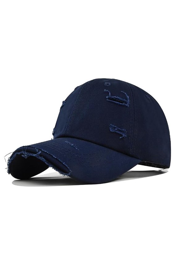 Unisex Baseball Caps Ripped Solid Caps Curved Brim Adjustable Washed Outdoor Sports Dad Hat