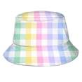 thumbnail image 1 of Yuanlong Unisex Bucket Hat Wide Brim Colorful Plaid Print Sun Hat Stylish Daily Outdoor Streetwear Hat, 1 of 4