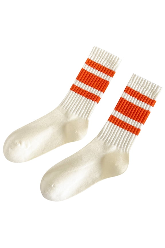Unisex Crew Socks Striped Vertical Ribbed Socks Stretchy Stylish Leisure Activities Hosiery