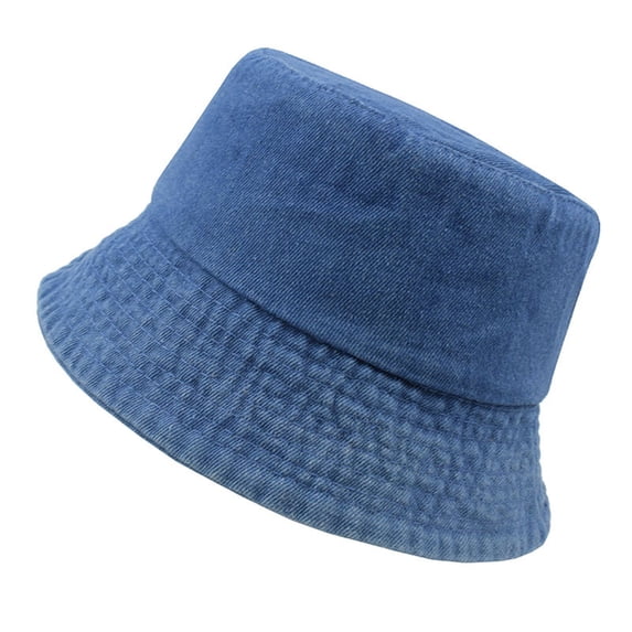 Yuanlong Unisex Denim Bucket Hat Wide Brim All-Season Sun Hat Japanese Style Vintage Outdoor Activity Headwear
