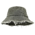 thumbnail image 1 of Yuanlong Unisex Distressed Denim Bucket Hat Fringe Edge All-Season Hat Solid Color Versatile Streetwear Headwear, 1 of 3