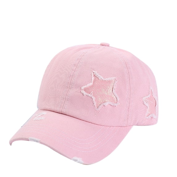 Yuanlong Unisex Distressed Ripped Baseball Cap Washed Star Cap Stylish Outdoor Streetwear Peaked Hat