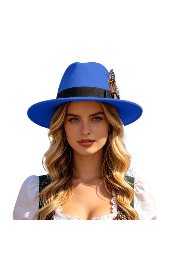 Unisex Fedora Hat Feather Decor Felt Cap Vintage Elegant Stylish Carnival Gathering Party Holiday Headwear