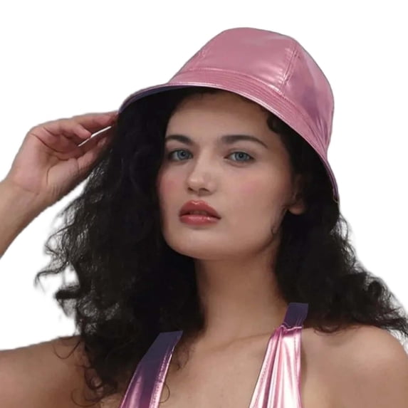 Yuanlong Unisex Gold Print Bucket Hat With Wide Brim Summer Sun Hat Solid Color Hip Hop Streetwear Headwear