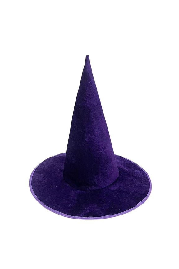 Unisex Hat Lightweight Velvet Pointed Wide Brim Witch Hat Halloween Dress Up Cosplay Stage Show Novelty Costume Hat