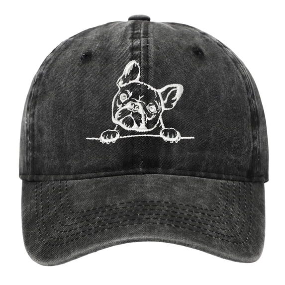 Yuanlong Unisex Hats Puppy Embroidery Cotton Washed Baseball Cap Outdoor Casual Sun Protection Sport Hat
