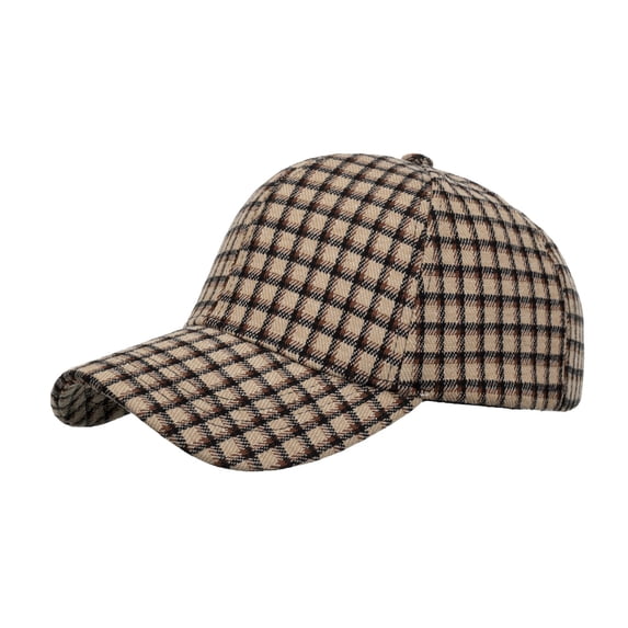 Yuanlong Unisex Plaid Baseball Cap Classic Grid Pattern Sun Hat Adjustable Winter Wind Blocking Casual Daily Travel Headwear