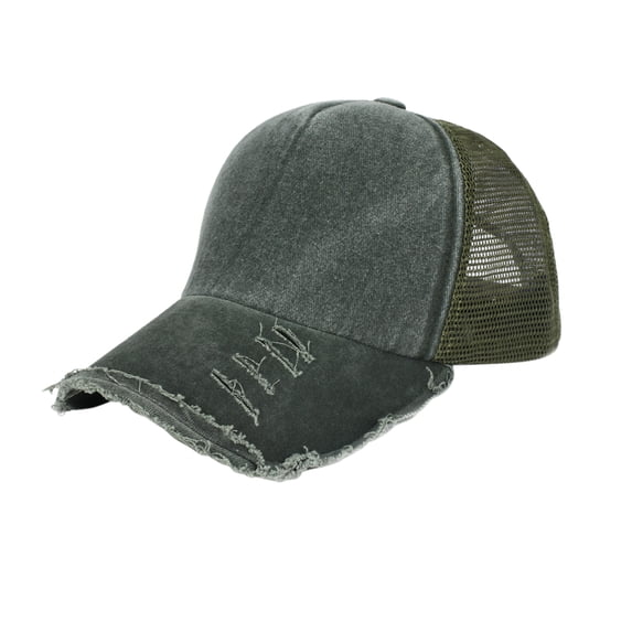 Yuanlong Unisex Ripped Baseball Cap Solid Color Distressed Summer Caps Mesh Adjustable Sport Streetwear Headwear