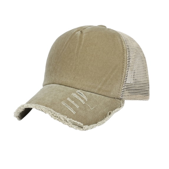 Yuanlong Unisex Ripped Baseball Cap Solid Color Distressed Summer Caps Mesh Adjustable Sport Streetwear Headwear