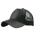 thumbnail image 1 of Yuanlong Unisex Sequined Trucker Hat Solid Mesh Breathable Ponytail Hat Shiny Casual Party Baseball Cap, 1 of 9