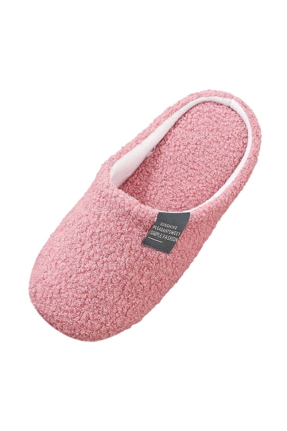 Unisex Slippers Curly Teddy Open Back Slide House Slippers Non Warm Comfort Indoor Bedroom Slippers