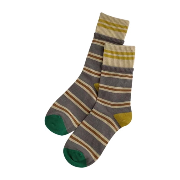 Yuanlong Unisex Striped Crew Socks Color Block All-Season Socks Soft Stretchy Stylish Minimalist Holiday Hosiery