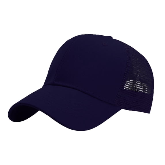 Yuanlong Unisex Trucker Hat Mesh Breathable Solid Color Ponytail Hat Structured Adjustable Baseball Cap