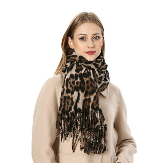 Yuanlong Winter Scarves Autumn Plus Leopard Pattern Long Wraps Shawls With Tassels Daily Keep Warm Fashion Lady Scarf