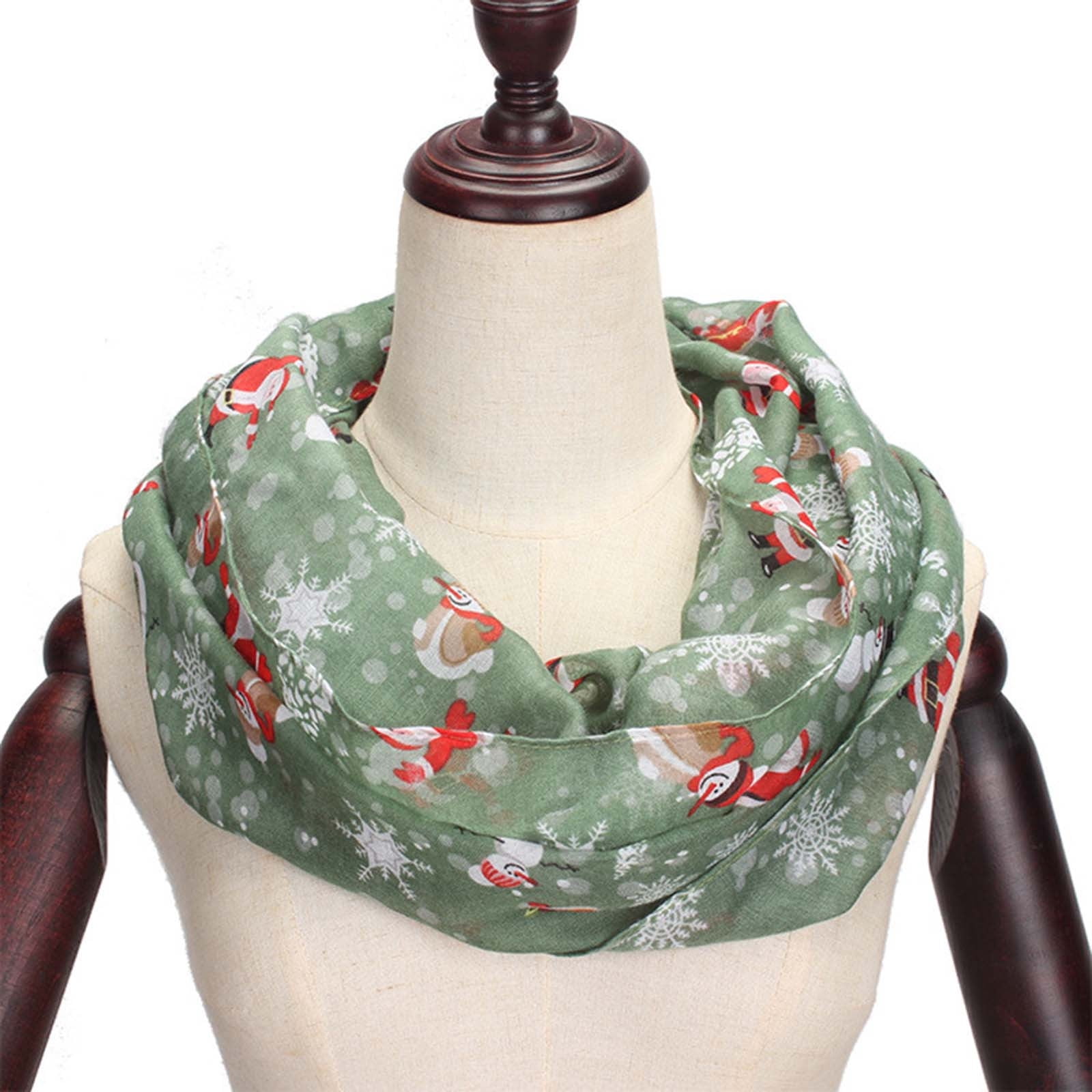 Yuanlong Winter Scarves Christmas Santa Snowflakes Pattern Reversible ...