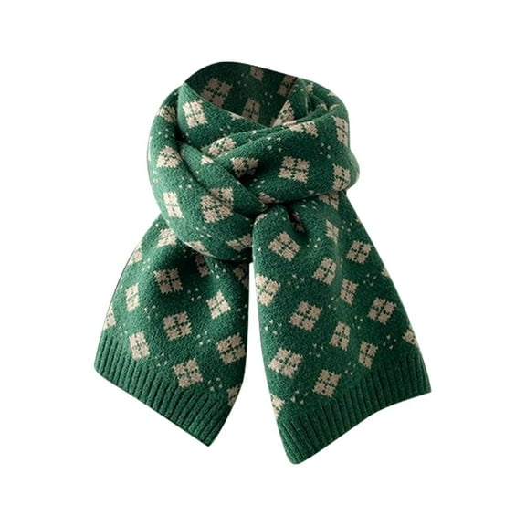 Yuanlong Winter Scarves Christmas Plaid Pattern Long Knit Neck Warmer Scarfs Winter Unisex Soft Comfortable Shawls Wraps