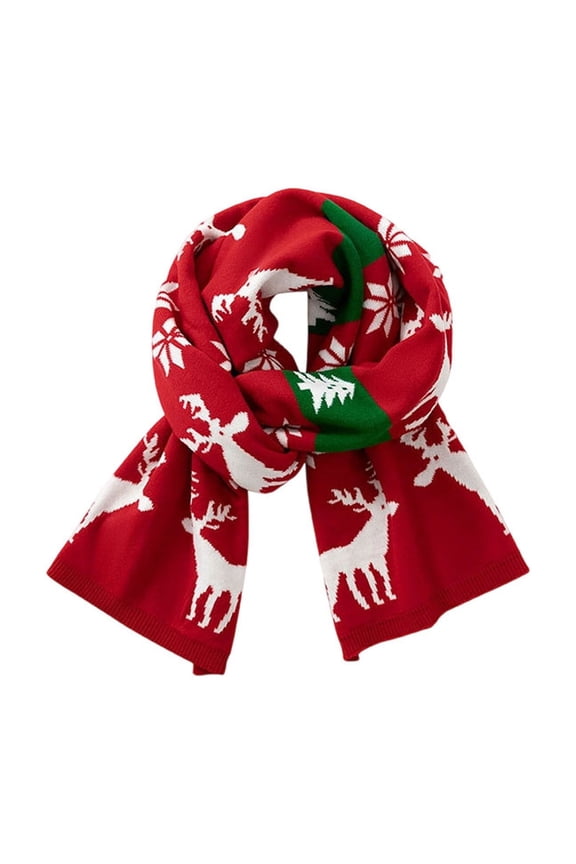 Winter Scarves Christmas Tree Snowflake Pattern Ribbed Knitted Shawls Wraps Holiday neckwear Soft Warmer Scarfs