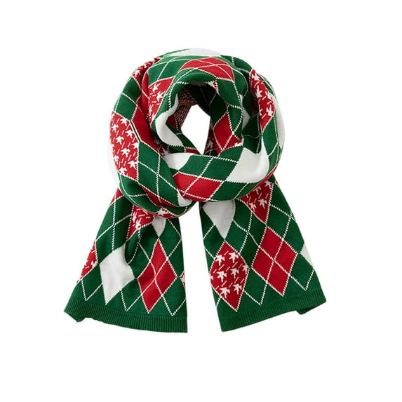 Yuanlong Winter Scarves Christmas Tree Snowflake Pattern Ribbed Knitted Shawls Wraps Holiday neckwear Soft Warmer Scarfs