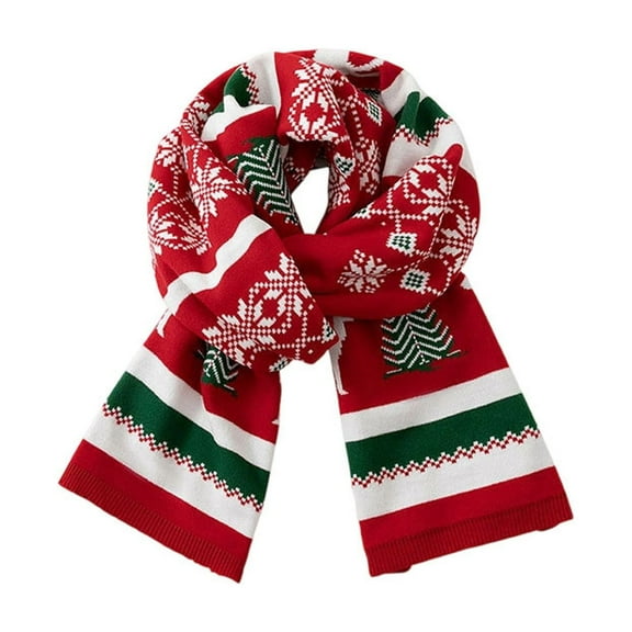 Yuanlong Winter Scarves Christmas Tree Snowflake Pattern Ribbed Knitted Shawls Wraps Holiday neckwear Soft Warmer Scarfs