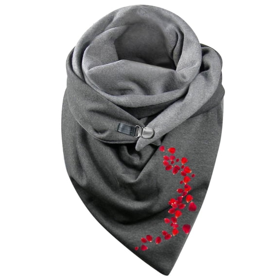 Yuanlong Winter Scarves Double-Layer Triangle Buckle Butterflies Floral Print Thick Scarf Winter Outdoor Warm Soft Neckwear