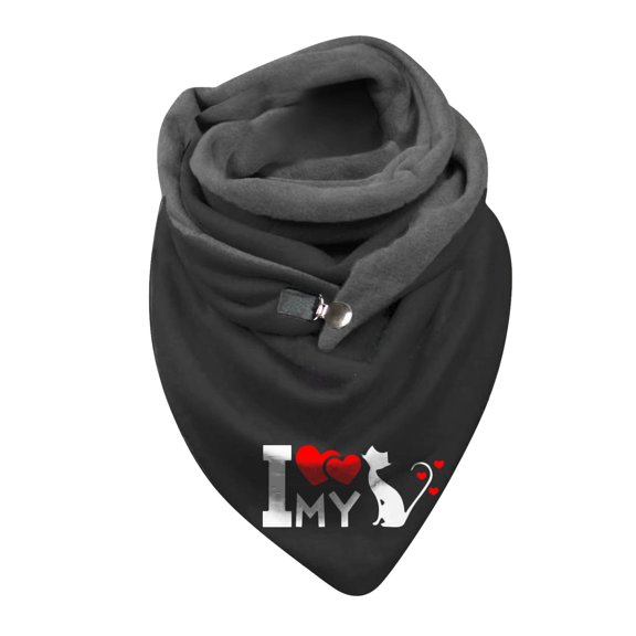 Yuanlong Winter Scarves Double-Layer Triangle Buckle Cat Funny Pattern Thickened Scarf Autumn Outdoor Warm Soft Neckwear