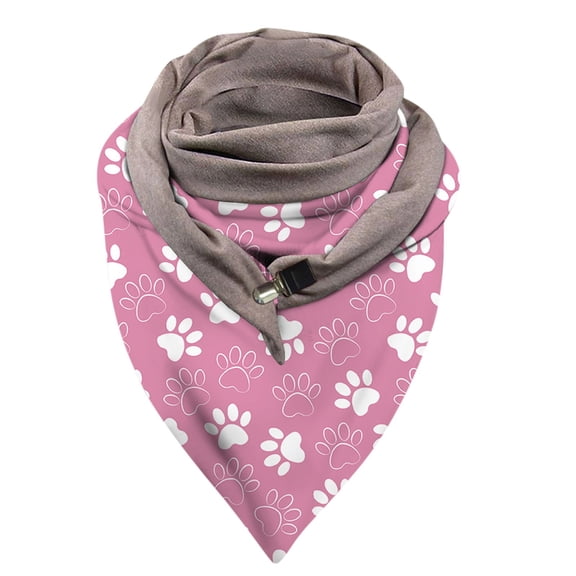 Yuanlong Winter Scarves Double-Layer Triangle Buckle Cat Pattern Short Thick Scarf Winter Warmth Windproof Neck Gaiter