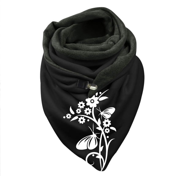 Yuanlong Winter Scarves Double-Layer Triangle Buckle Dandelion Graphic Thickened Scarf Daily Outdoor Fashion Neck Gaiter