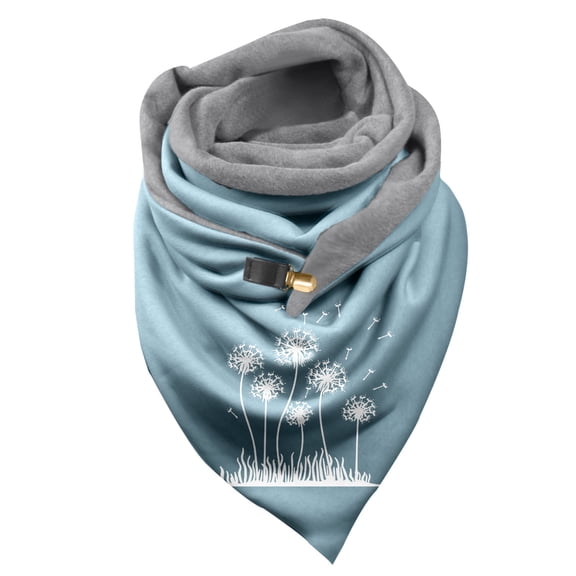 Yuanlong Winter Scarves Double-Layer Triangle Buckle Dandelion Print High Neck Scarf Bandana Autumn Thick Warm Neckwear