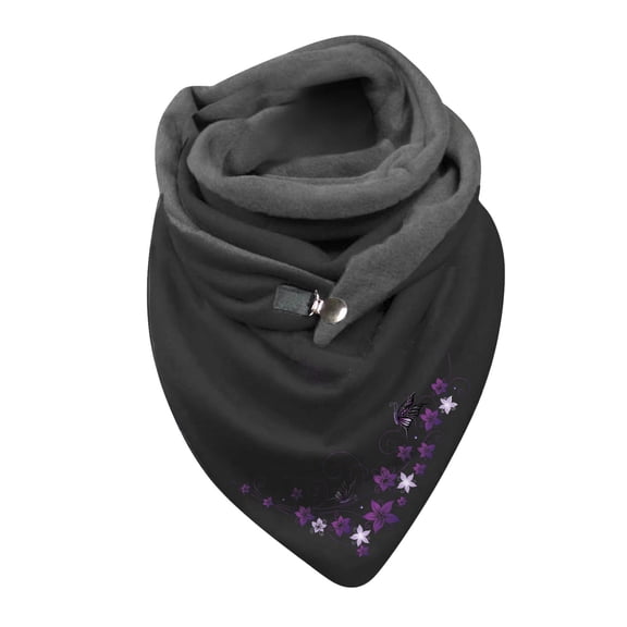 Yuanlong Winter Scarves Double-Layer Triangle Buckle Floral Cartoon Printed Scarf Winter Outdoor Sports Warm Soft Neckwear
