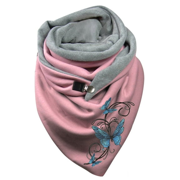 Yuanlong Winter Scarves Double-Layer Triangle Buckle LOVE Letter Print Thickened Scarf Daily Outdoor Warm Soft Neckwear