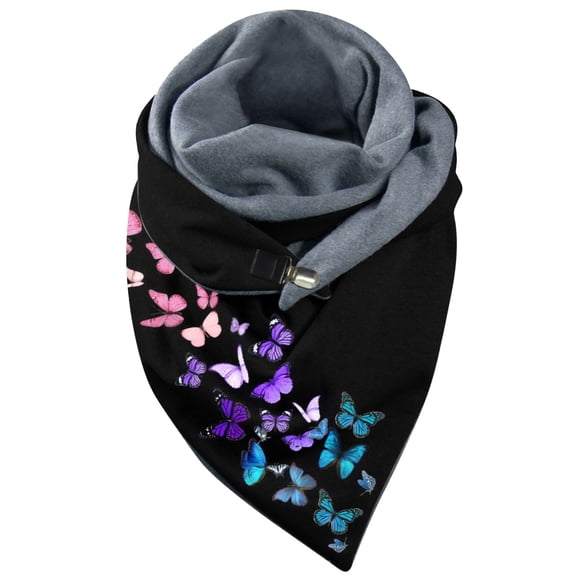 Yuanlong Winter Scarves Double-Layer Triangle Butterfly Pattern High-Neck Thickened Scarf Bandana Fashion Soft Neck Gaiter
