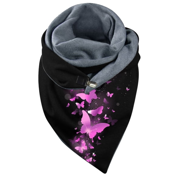 Yuanlong Winter Scarves Double-Layer Triangle Butterfly Pattern High-Neck Thickened Scarf Bandana Fashion Soft Neck Gaiter