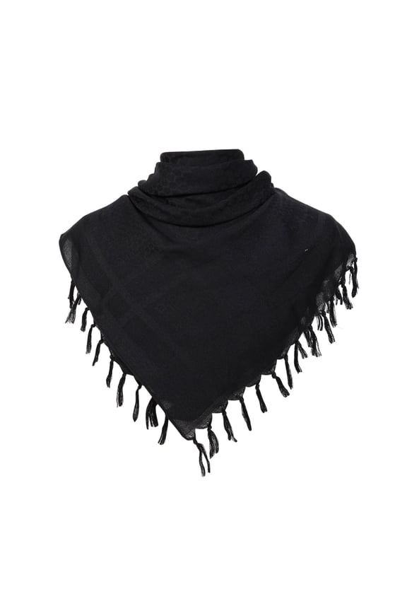 Winter Scarves Double-Layer With Fringed Triangle Plaid Cotton Scarf Outdoor Casual Warm Shawls Wraps One Size