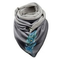 thumbnail image 1 of Yuanlong Winter Scarves Double Spliced Triangle Buckle Colorful Feather Print Lined Scarf Autumn Bandana Comfort Neckwear, 1 of 3