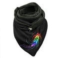 thumbnail image 1 of Yuanlong Winter Scarves Double Spliced Triangle Buckle Colorful Feather Print Lined Scarf Autumn Bandana Comfort Neckwear, 1 of 3