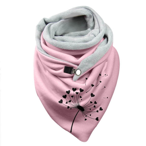 Yuanlong Winter Scarves Double Spliced Triangle Buckle Dandelion Print High Neck Short Scarf Winter Warmth Thick Neckwear