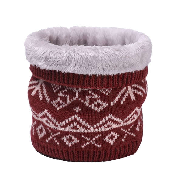 Yuanlong Winter Scarves Geometric Print High-Neck Short Warm Fleece Lined Double Scarf windproof Face Mask Neck Gaiter