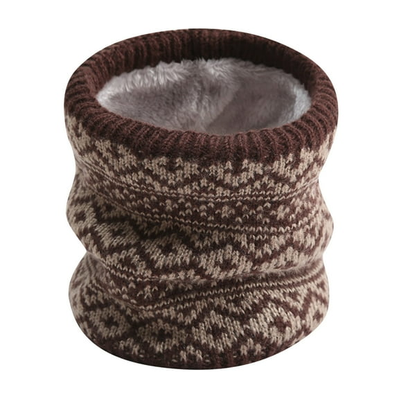 Yuanlong Winter Scarves Geometric Printed High-Neck Short Fuffy Lined Knitted Scarf Windproof Face Mask Soft Neck Gaiter
