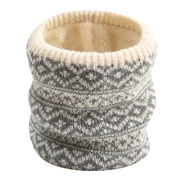 Yuanlong Winter Scarves Geometric Printed High-Neck Short Fuffy Lined Knitted Scarf Windproof Face Mask Soft Neck Gaiter