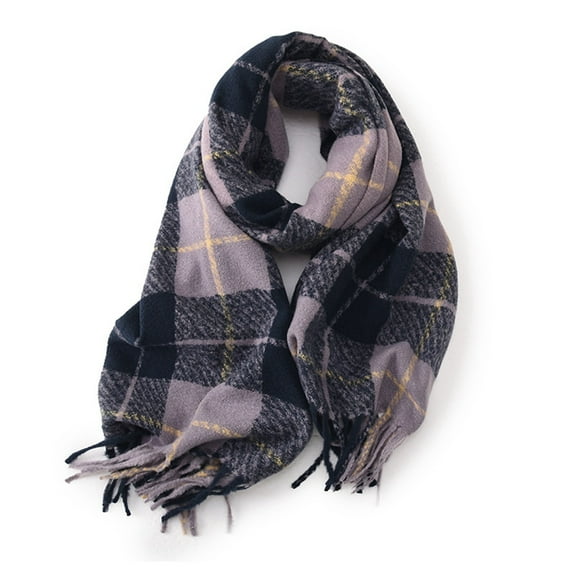 Yuanlong Winter Scarves Imitation Plaid Thick Tassel Warmth Female Shawl and Wrap Street Neckwear Shawls Scarf One Size