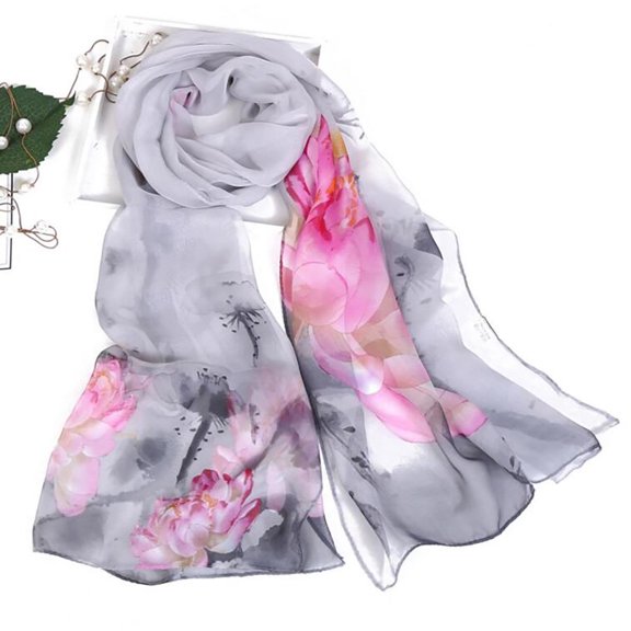 Yuanlong Womens Scarves Spring Ink Floral Printed Long Thin Wraps And Shawls Ladies Neckerchief Fashion Lightweight Scarf