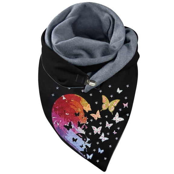 Yuanlong Winter Scarves Letter Pattern High-Neck Double-Layer Triangle Lined Scarf Autumn Street Wear Cool Neck Gaiter