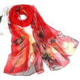 thumbnail image 1 of Yuanlong Winter Scarves Lightweight Long Floral Pattern Silk Shawl And Wraps Spring Fashion Sunscreen Scarf Red One Size, 1 of 2