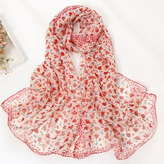 Yuanlong Winter Scarves Lightweight Small floral print Smooth Chiffon Scarf Crepe Daily Neckwear Elegant Shawls Wraps