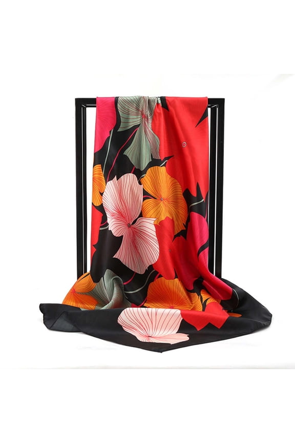 Winter Scarves Long Lightweight Floral Print Silk Large Square Scarf Spring Smooth Comfort Ladies Shawls Wraps