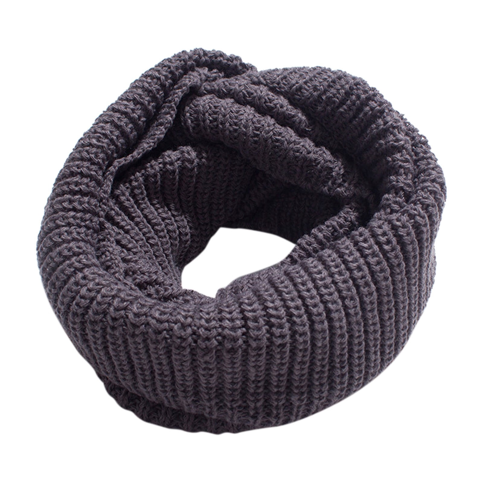 Yuanlong Winter Scarves Loop Solid Color Short Thickened Warmth Knitted ...